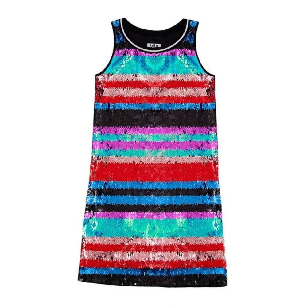 Mia New York Colorful Sequins Tween Girls‎ Disco Diva Dress sz 12 Last 1 NEW NWT